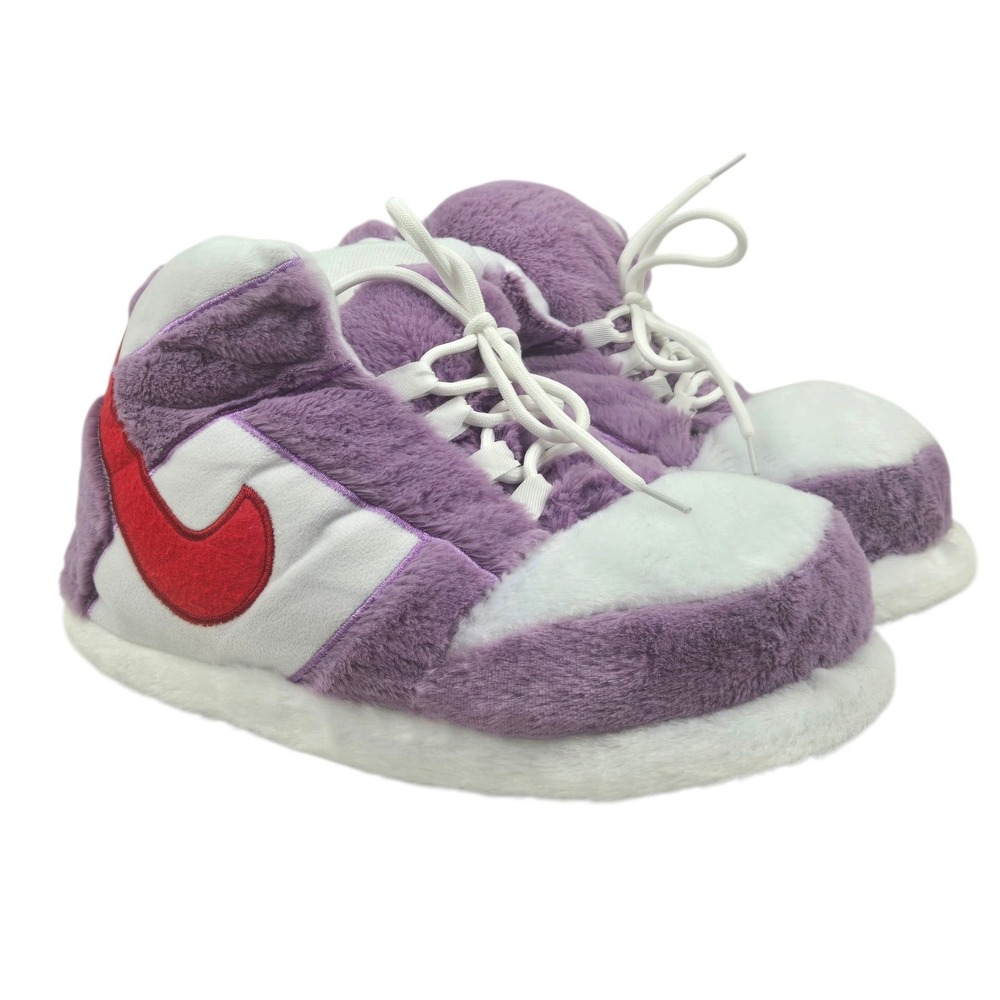 Plush Sneaker Slippers Faux Fur Purple White Red Adult L One Size